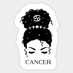 Messy Bun Celestial Queen: Cancer Zodiac Sign Sticker